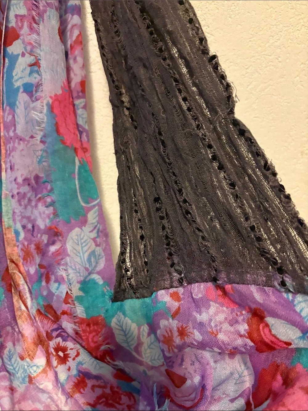 Mossimo Supply Co. Floral Wrap Scarf in Teal, Purple & Black